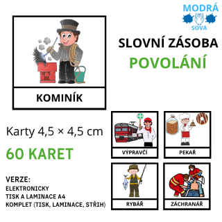 Základní slovní zásoba POVOLÁNÍ (60 kartiček), kartičky 4,5 x 4,5 cm